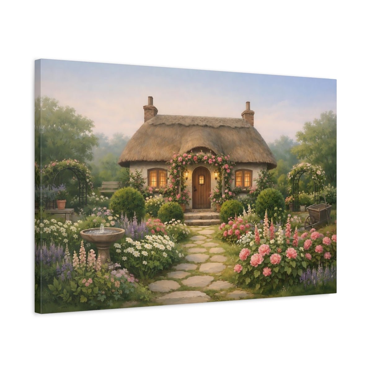 Nature Cottage Garden Idyllic - Canvas Wall Art Print - YesArtYes