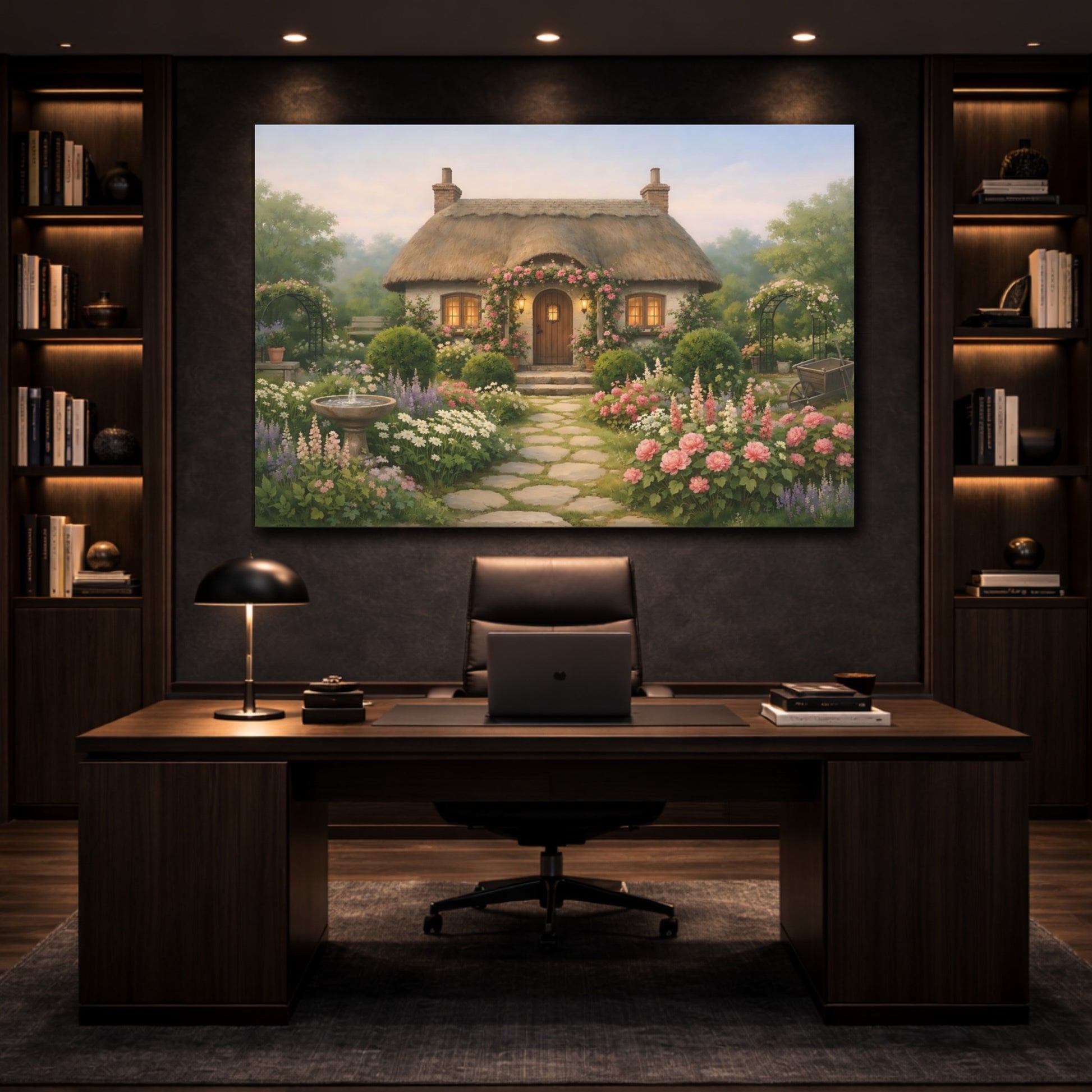 Nature Cottage Garden Idyllic Cottage Garden shown as front canvas room wall art