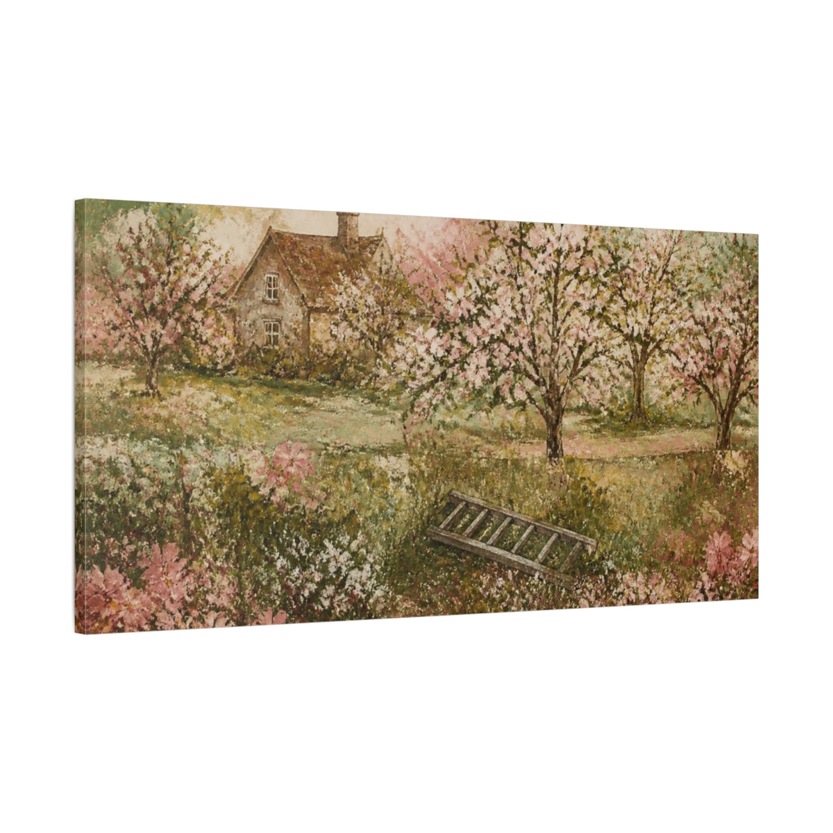 Main Mockup. Nature Cottage Orchard shown as canvas print
