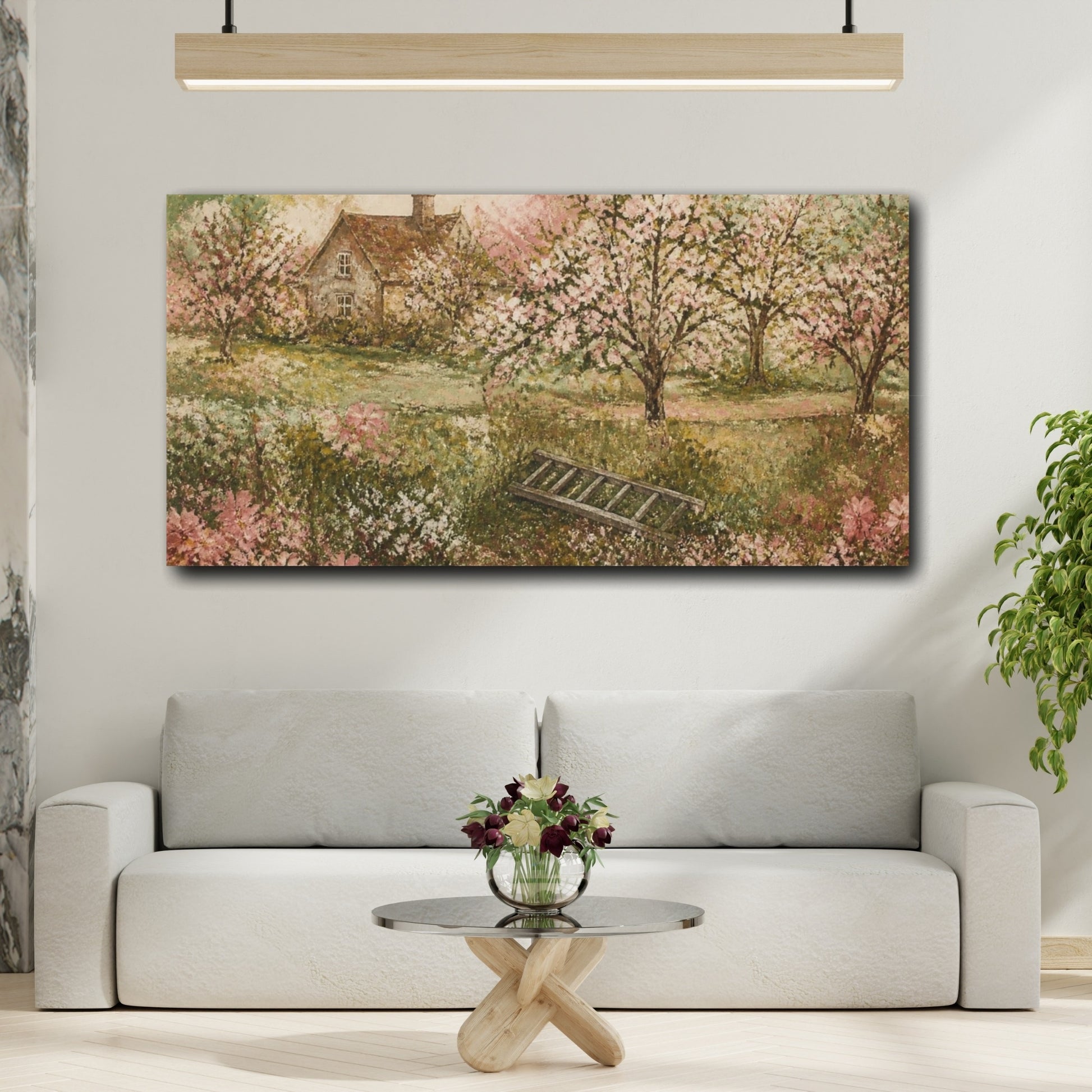 Mockup 2. Nature Cottage Orchard shown as canvas print