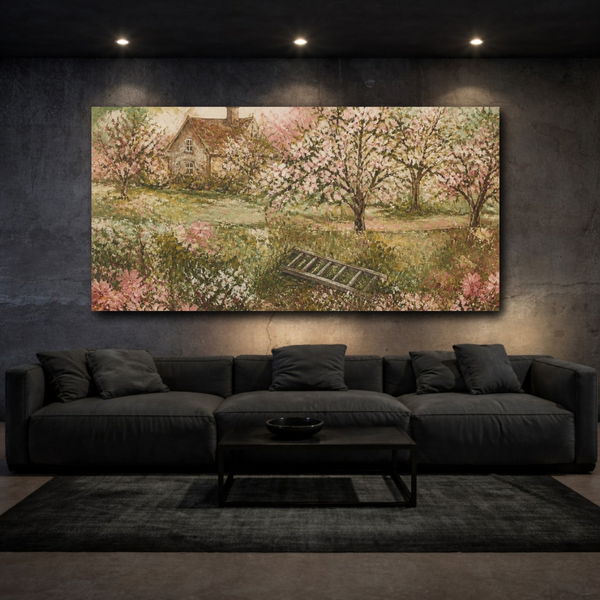 Mockup 3. Nature Cottage Orchard shown as canvas print