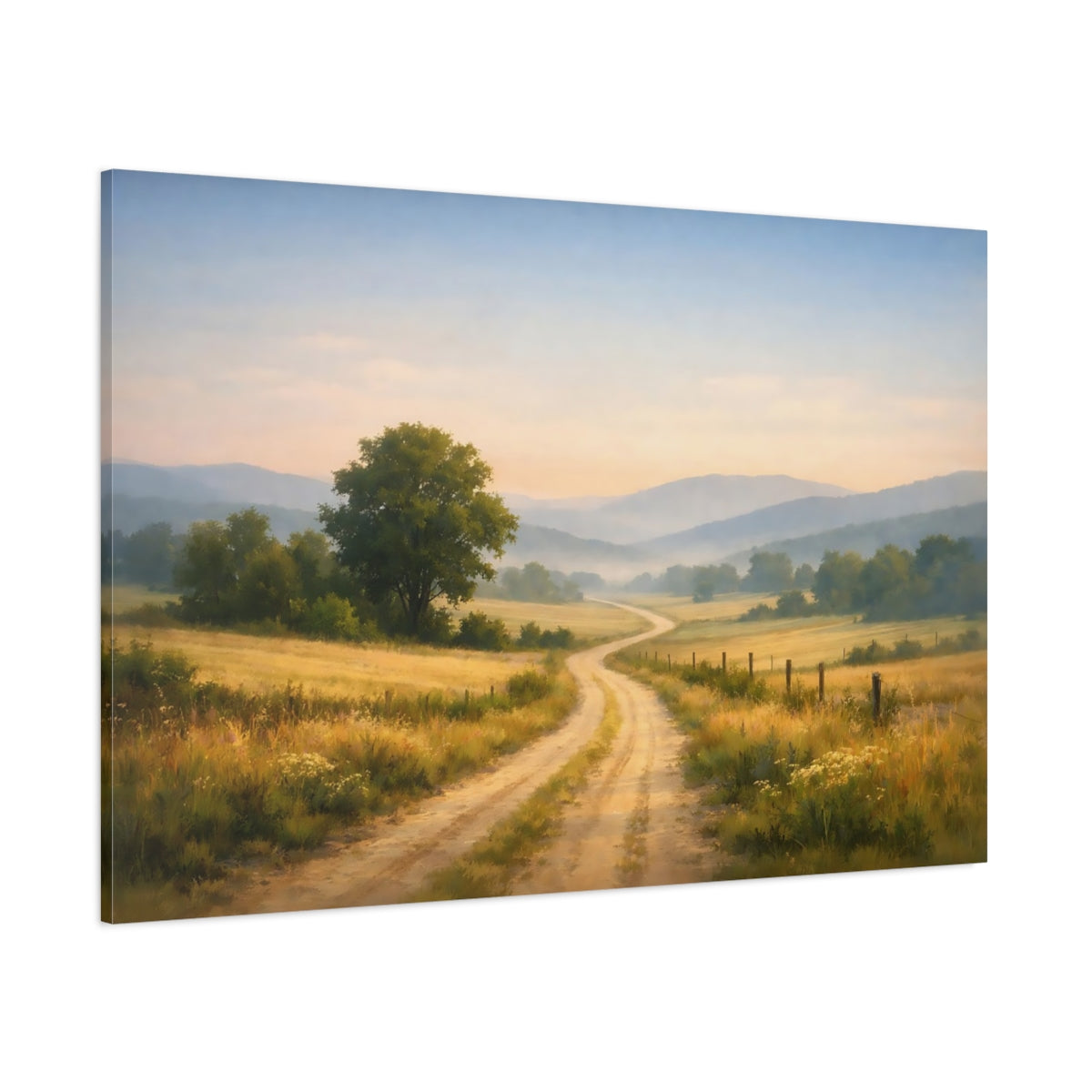 Nature Country Road Map shown as stretched canvas wall art