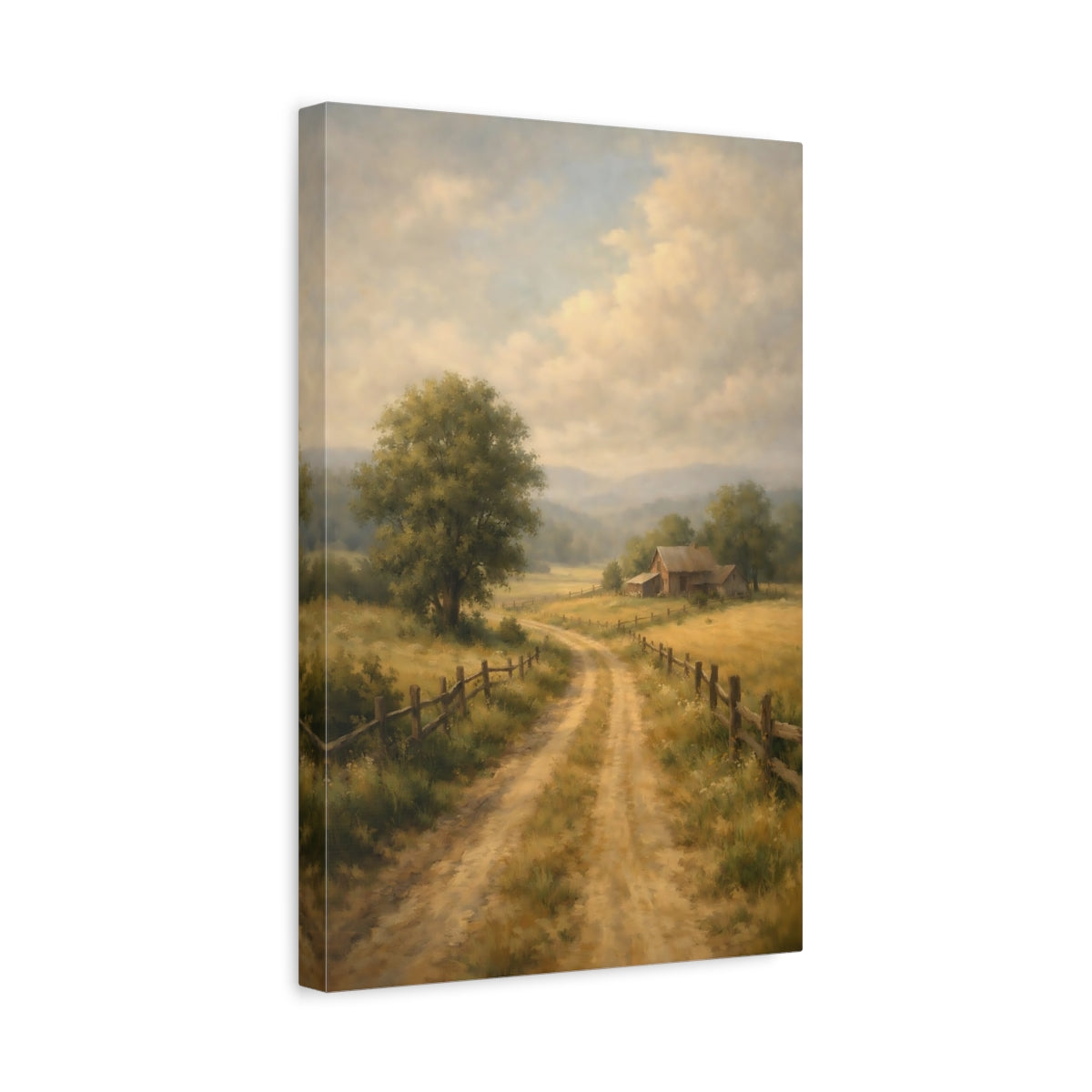 Side Mockup 4. Nature Country Road Rural Landscape shown as stretched canvas wall art