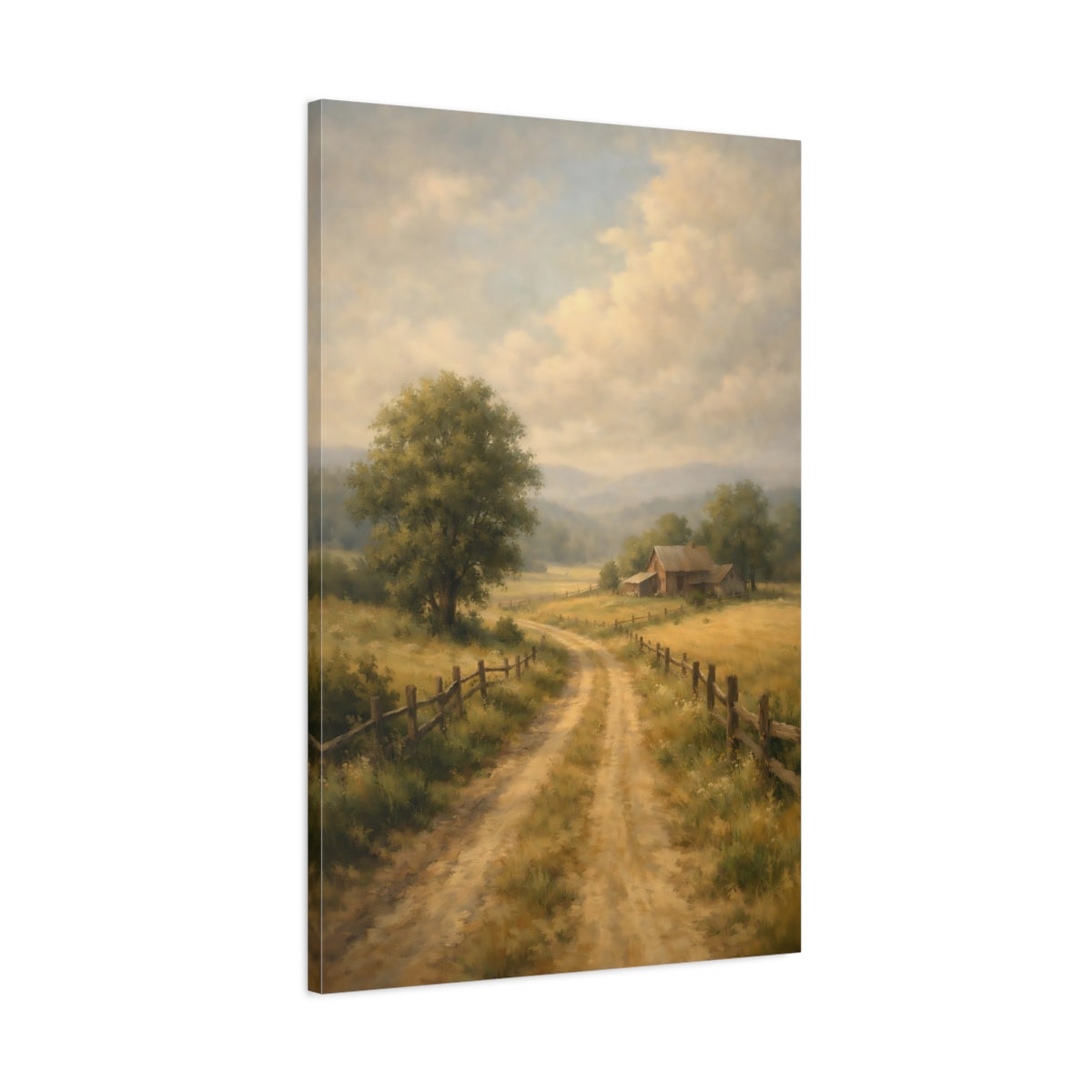 Side Mockup 1. Nature Country Road Rural Landscape shown as stretched canvas wall art