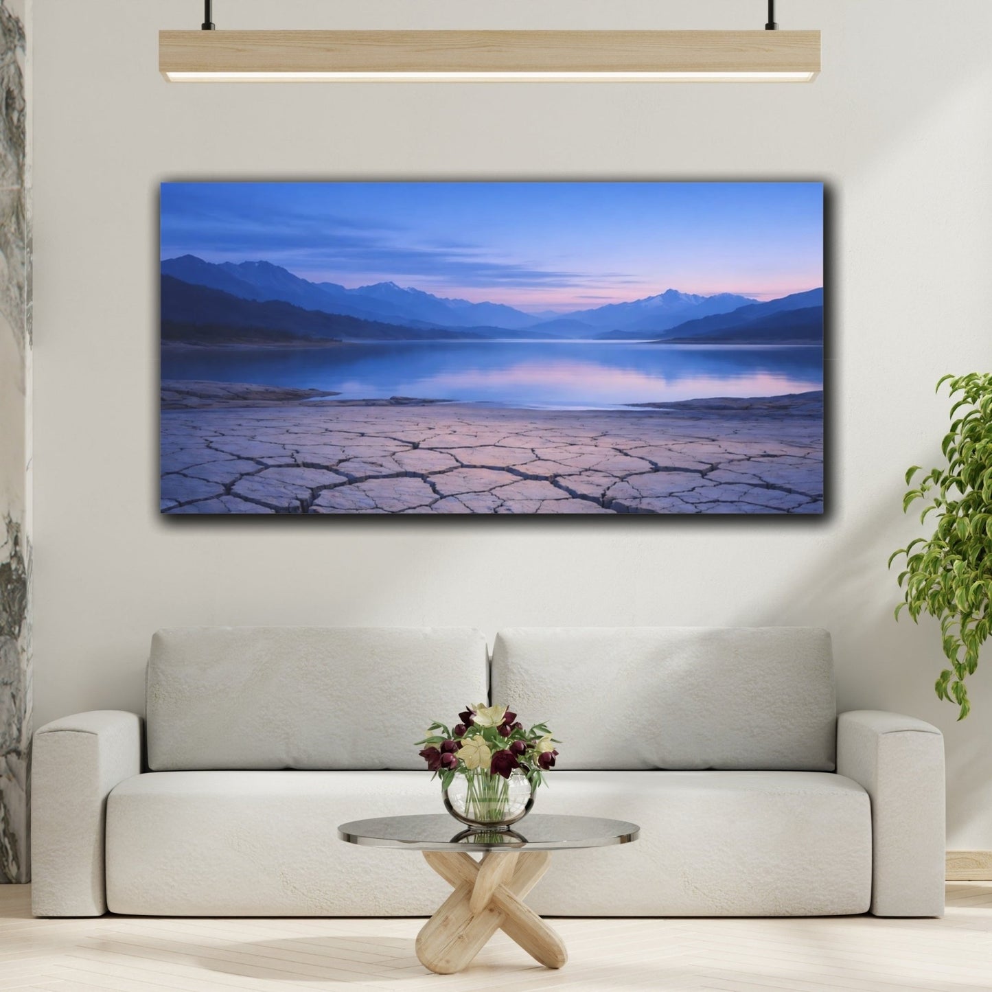 Nature Cracked Earth Blue And Purple - Canvas Wall Art Print - YesArtYes