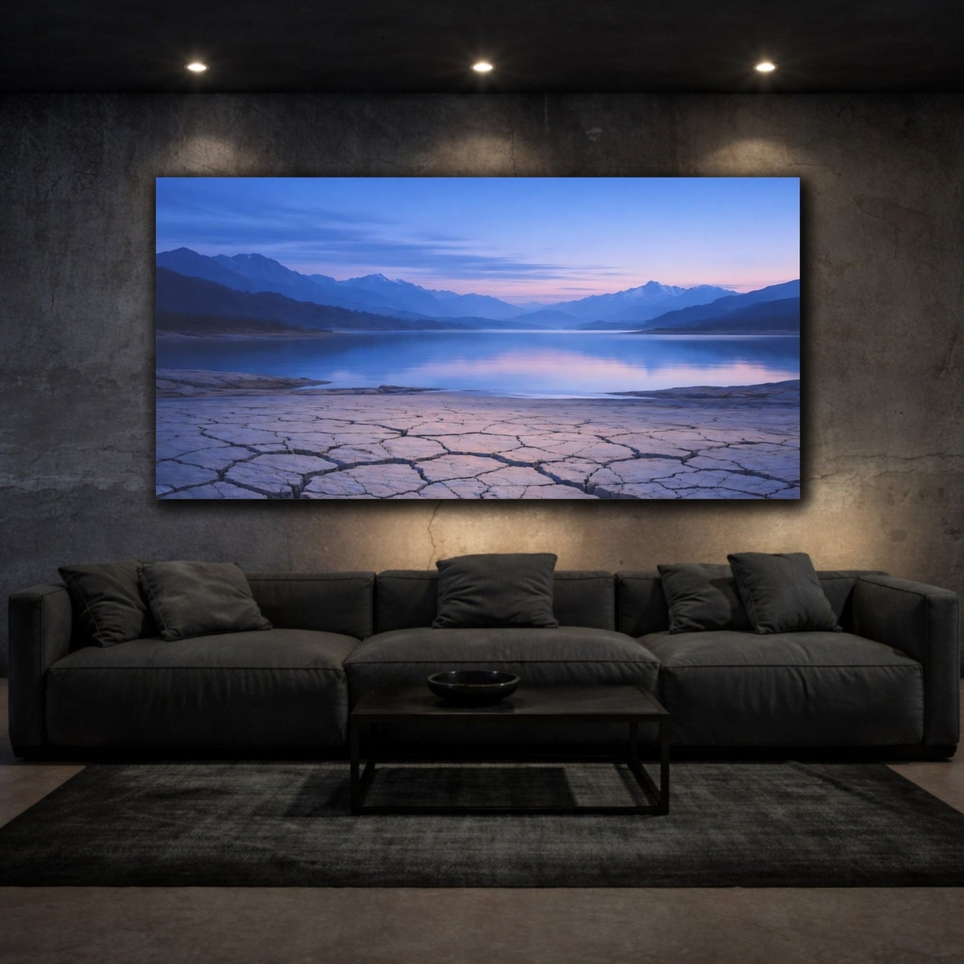 Nature Cracked Earth Blue And Purple - Canvas Wall Art Print - YesArtYes