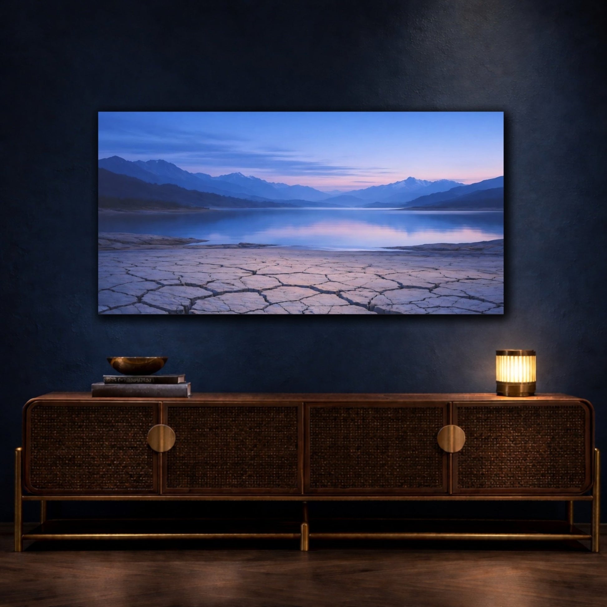 Nature Cracked Earth Blue And Purple - Canvas Wall Art Print - YesArtYes