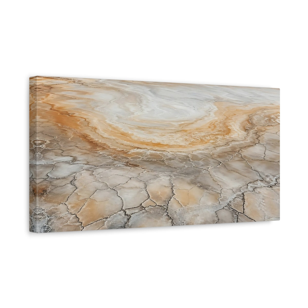 Side Mockup 3. Nature Cracked Earth Earthy Tones shown as stretched canvas wall art