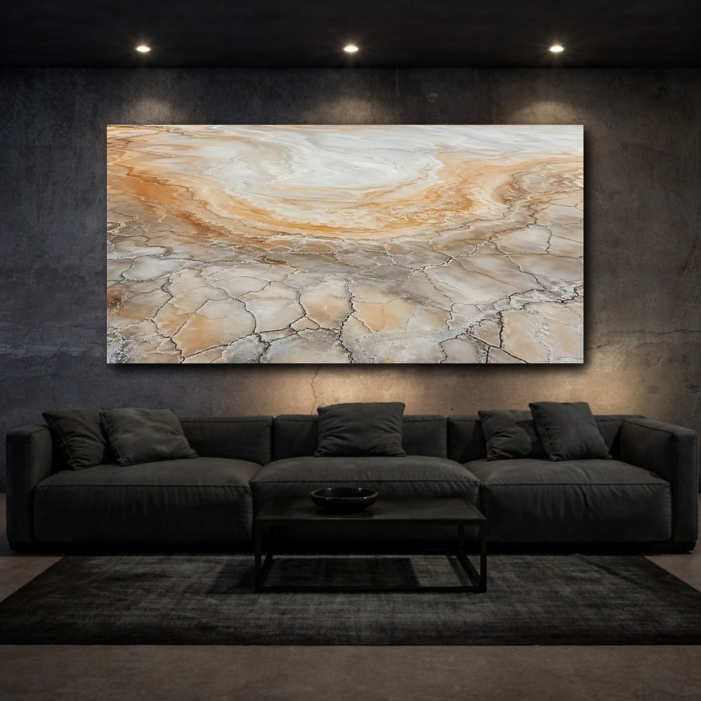 Mockup 2. Nature Cracked Earth Earthy Tones shown as stretched canvas wall art