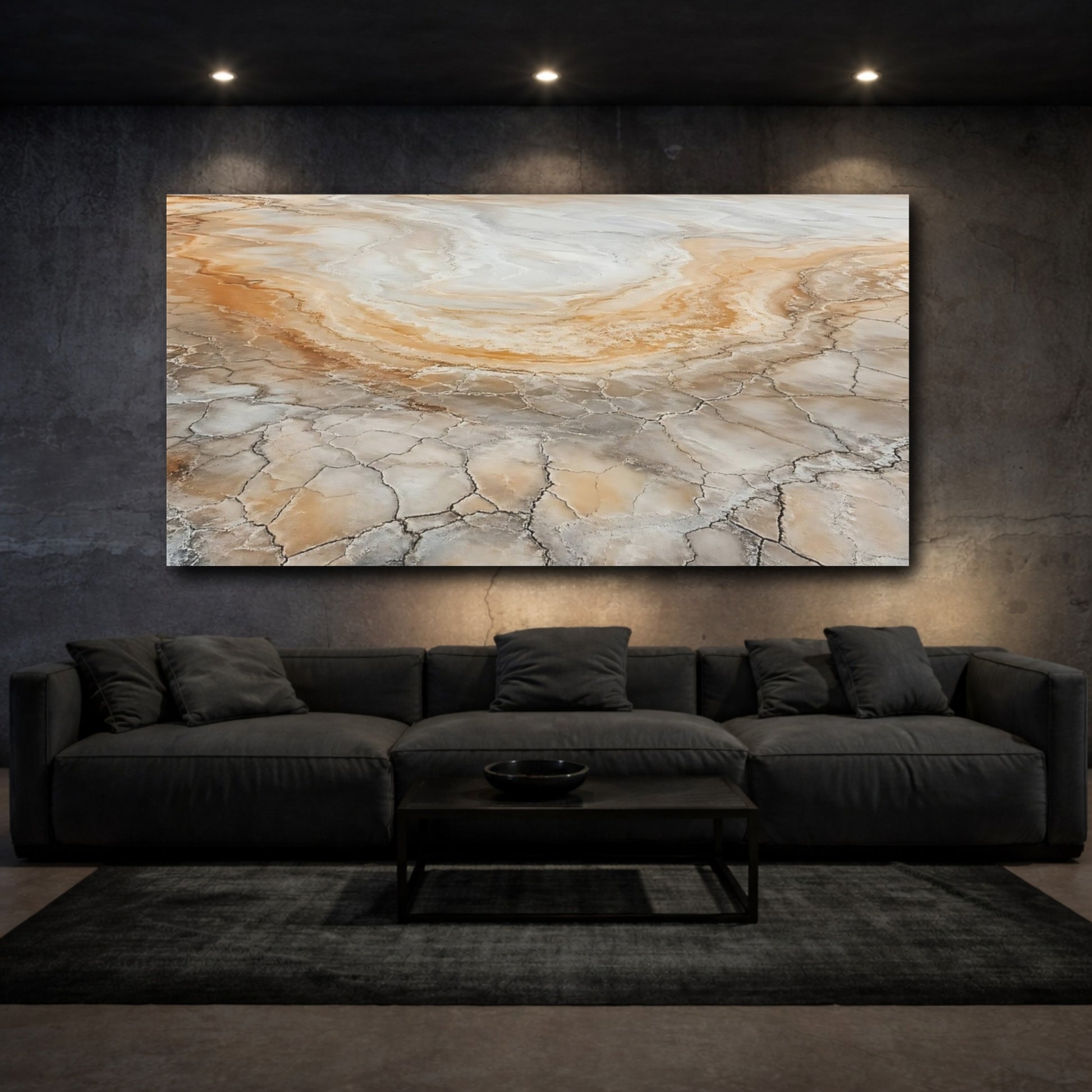 Mockup 2. Nature Cracked Earth Earthy Tones shown as stretched canvas wall art