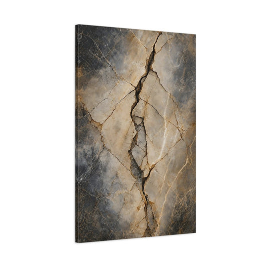 Nature Cracked Stone Brown And Gray Canvas Wall Art Print – Abstract Living Room, Above Couch - YesArtYes