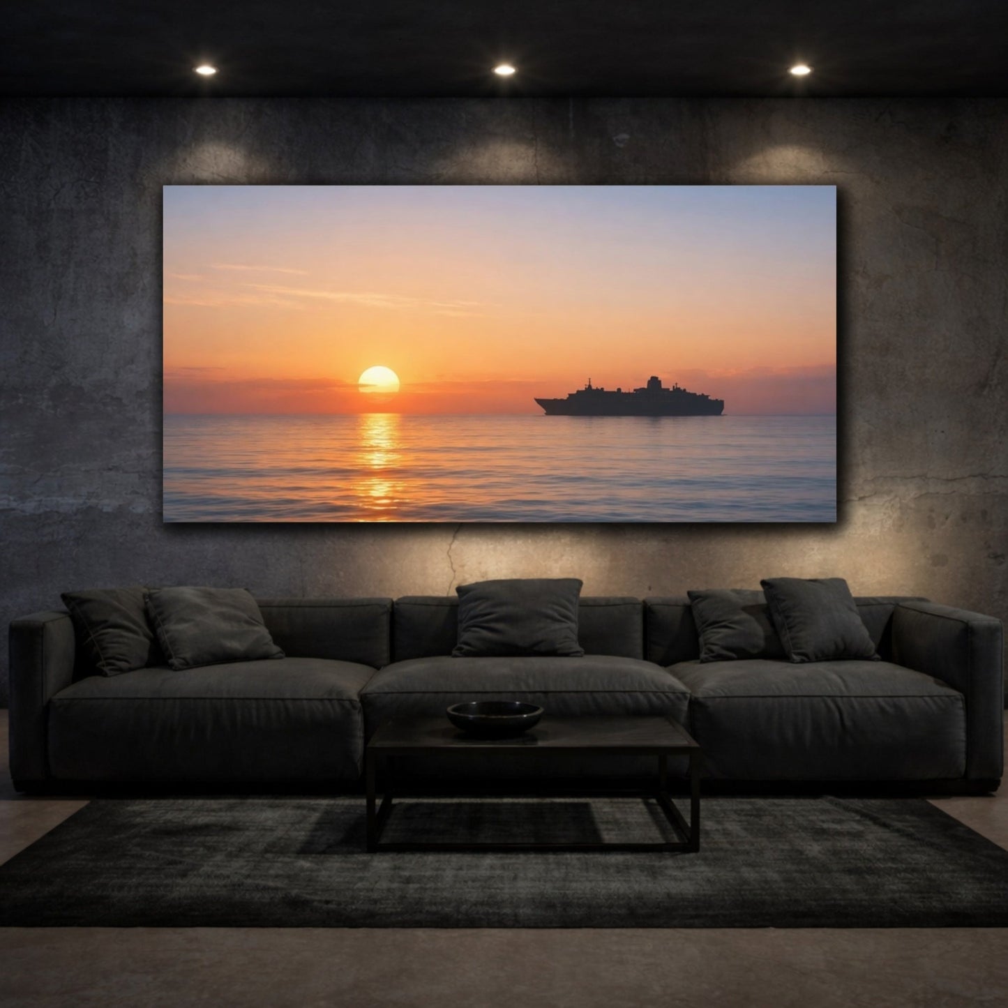 Nature Cruise Ship Orange And Blue - Canvas Wall Art Print - YesArtYes