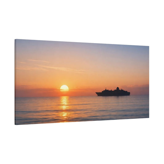 Nature Cruise Ship Orange And Blue - Canvas Wall Art Print - YesArtYes