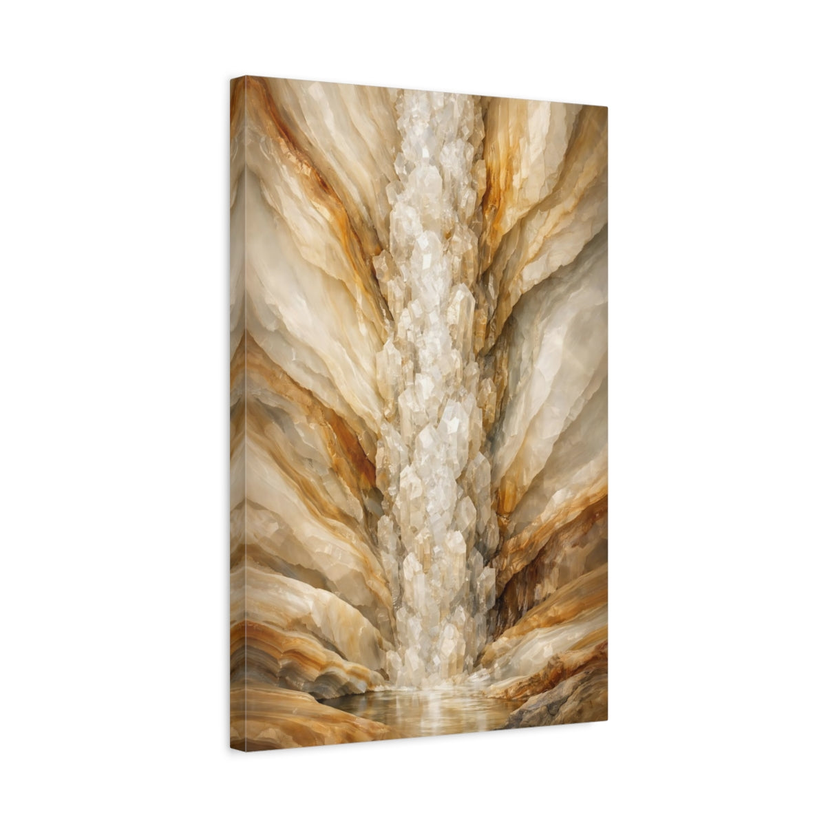 Side Mockup 3. Nature Crystal Cavern Brown Beige Crystal shown as stretched canvas wall art
