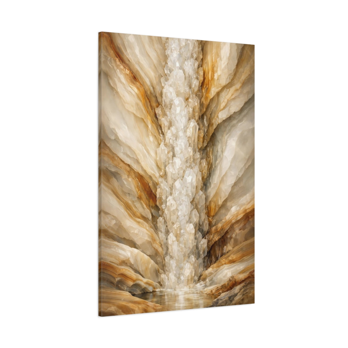 Main Mockup. Nature Crystal Cavern Brown Beige Crystal shown as stretched canvas wall art