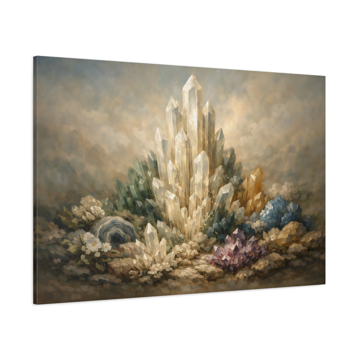 Main Mockup. Nature Crystal Cluster Ethereal Crystals shown as stretched canvas wall art