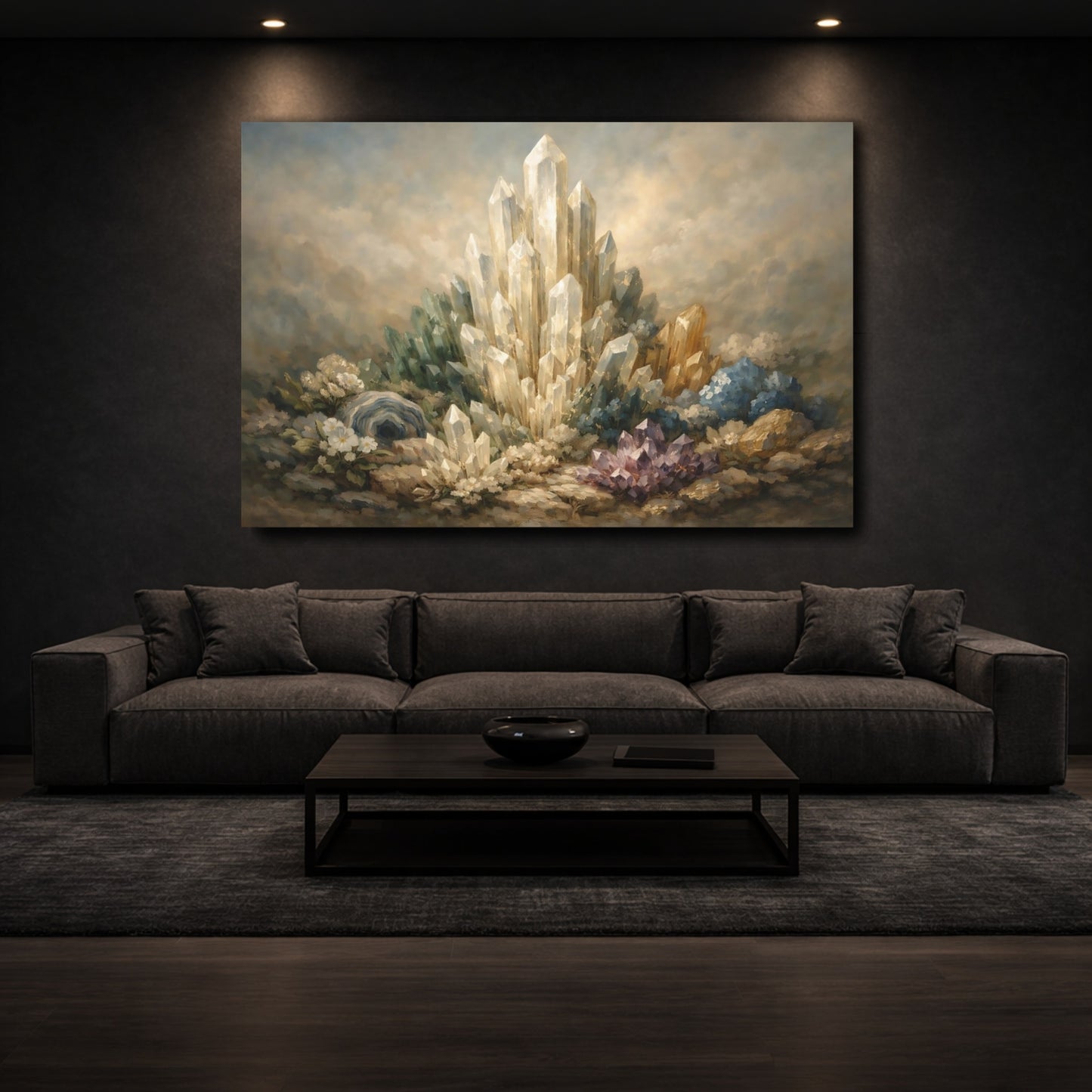 Mockup 2. Nature Crystal Cluster Ethereal Crystals shown as stretched canvas wall art