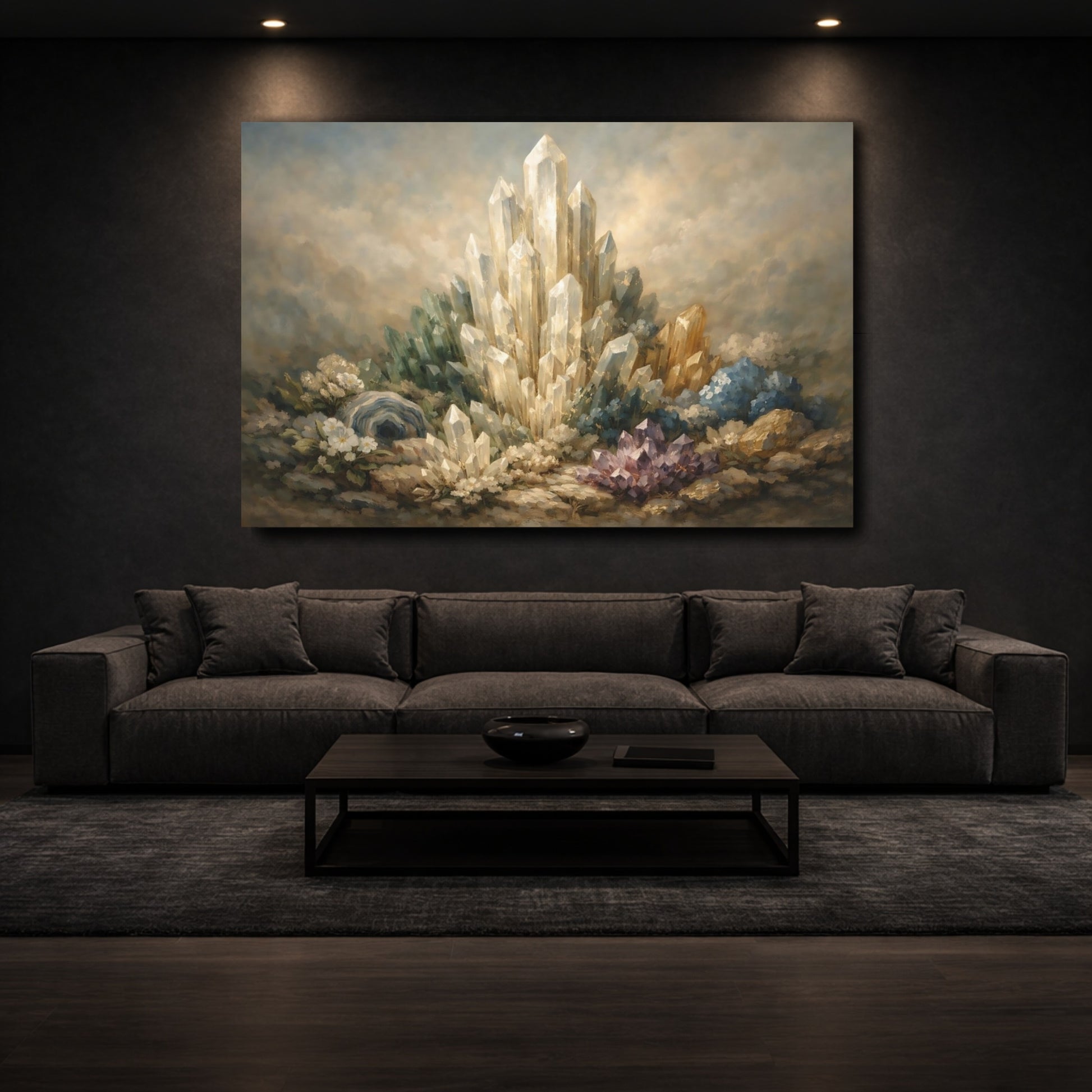 Mockup 2. Nature Crystal Cluster Ethereal Crystals shown as stretched canvas wall art
