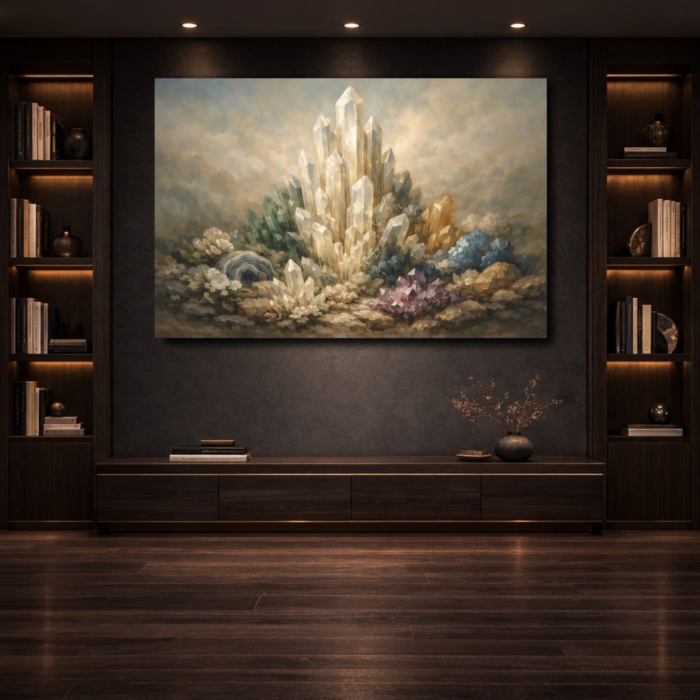 Mockup 3. Nature Crystal Cluster Ethereal Crystals shown as stretched canvas wall art