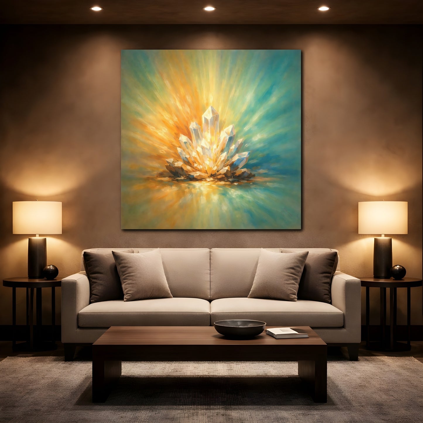 Mockup 2. Nature Crystal Cluster Radiant Crystal Cluster shown as stretched canvas wall art