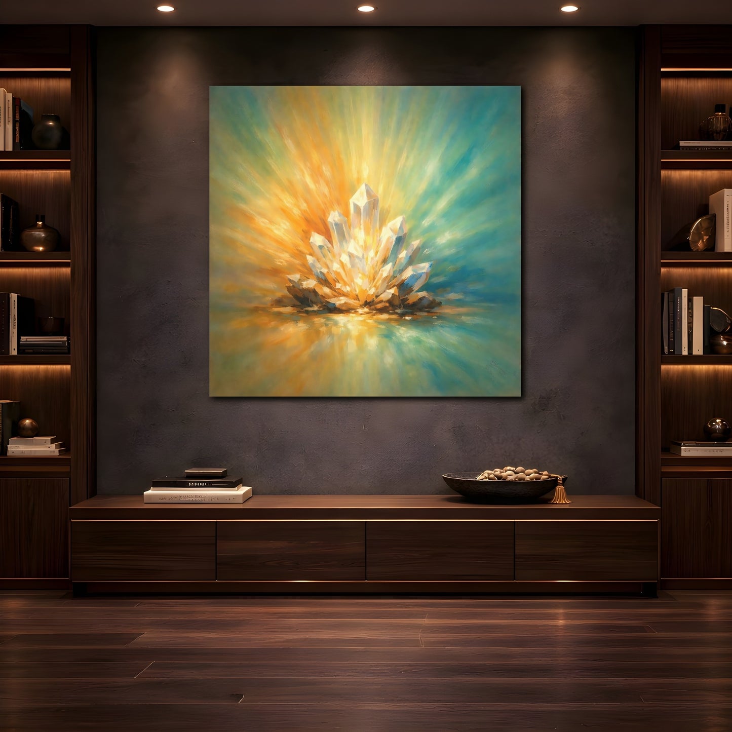 Mockup 4. Nature Crystal Cluster Radiant Crystal Cluster shown as stretched canvas wall art