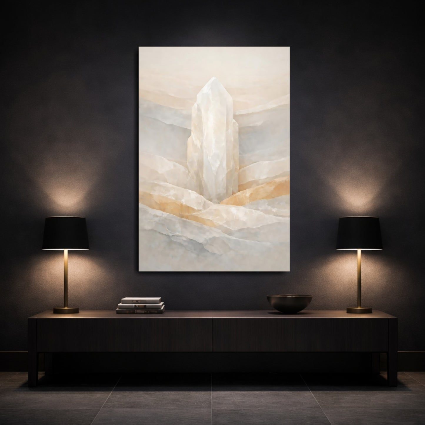 Nature Crystal Crystal Beige Grey shown as front canvas room wall art
