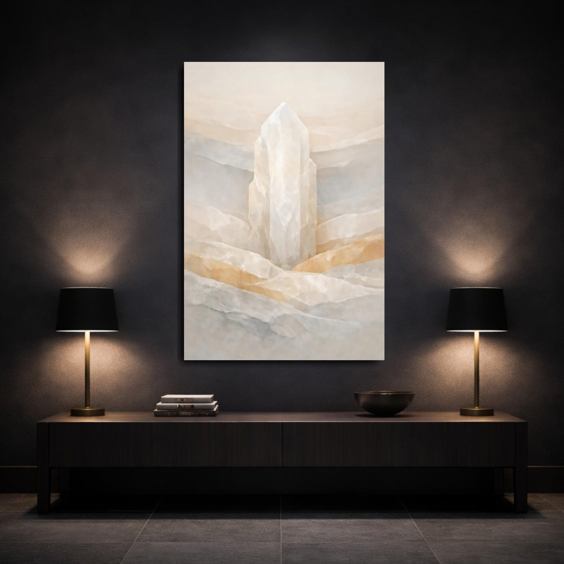 Nature Crystal Crystal Beige Grey shown as front canvas room wall art