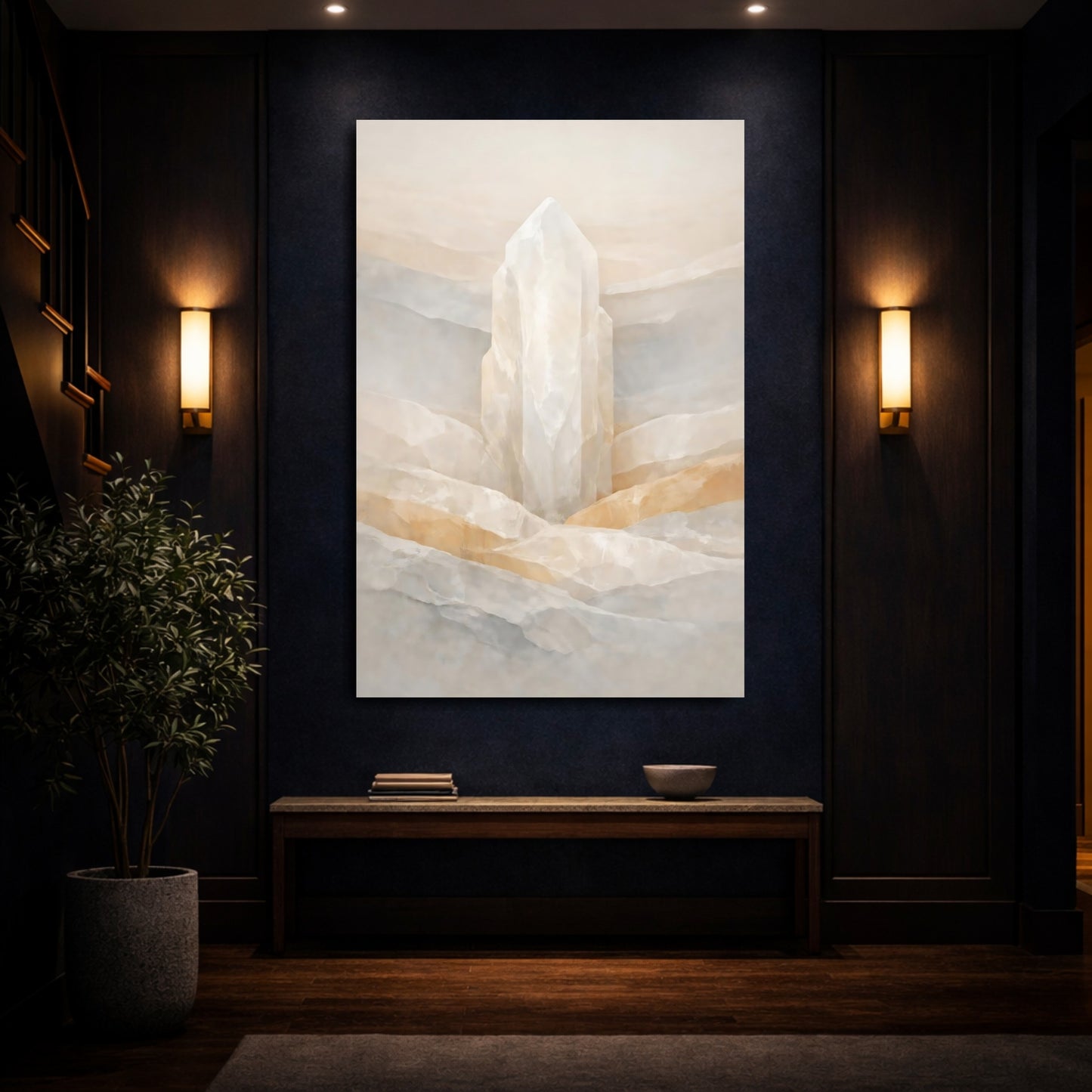 Nature Crystal Crystal Beige Grey shown as front canvas room wall art
