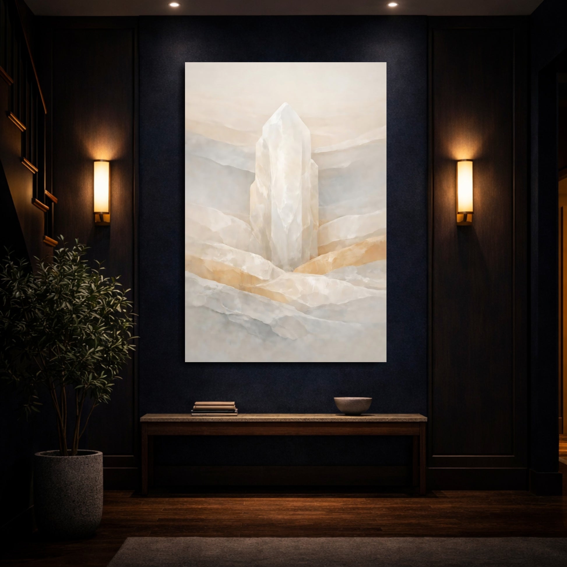 Nature Crystal Crystal Beige Grey shown as front canvas room wall art