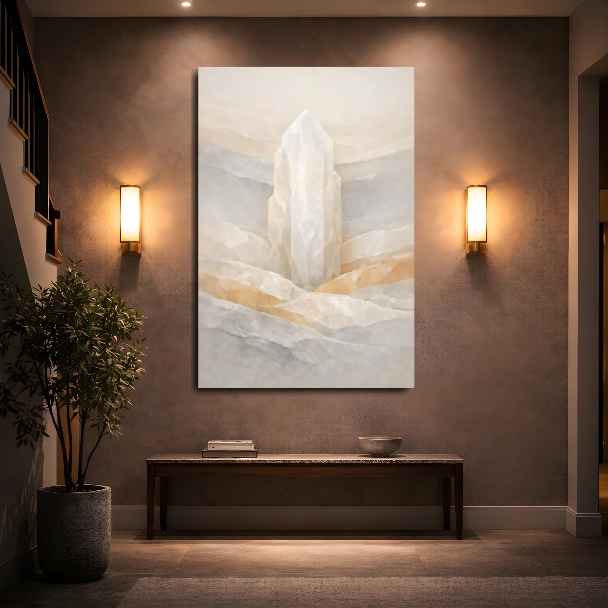 Nature Crystal Crystal Beige Grey shown as front canvas room wall art