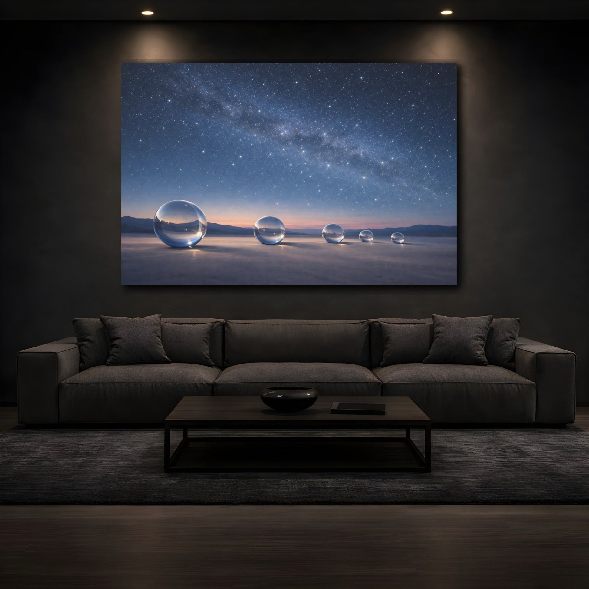 Nature Crystal Orbs Blue Night Sky - Canvas Wall Art Print - YesArtYes