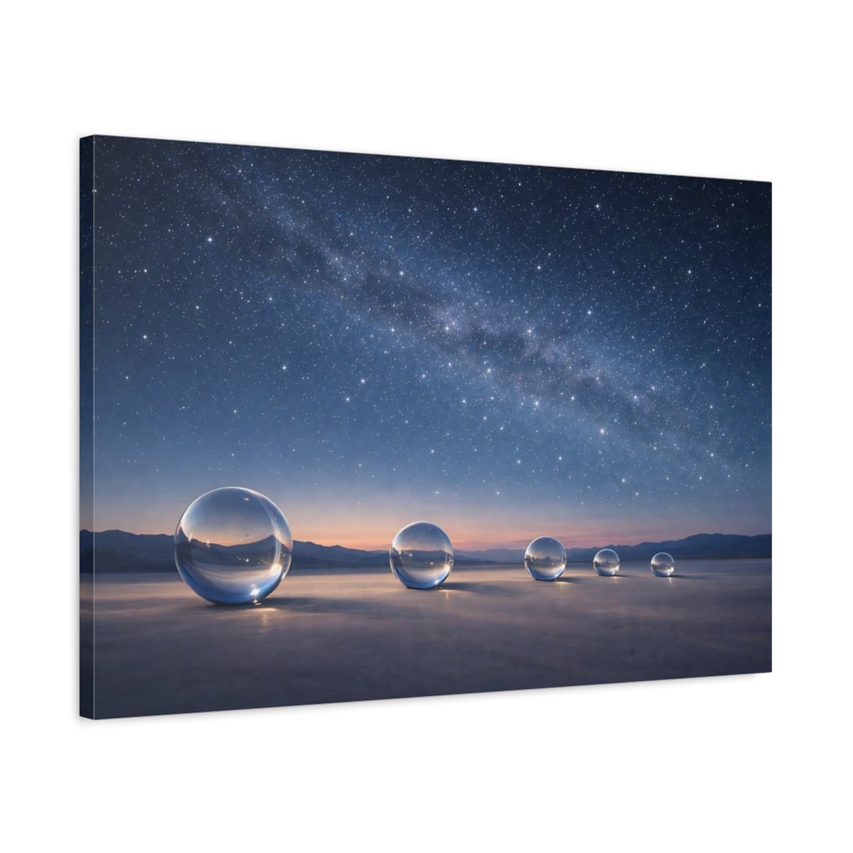 Nature Crystal Orbs Blue Night Sky - Canvas Wall Art Print - YesArtYes