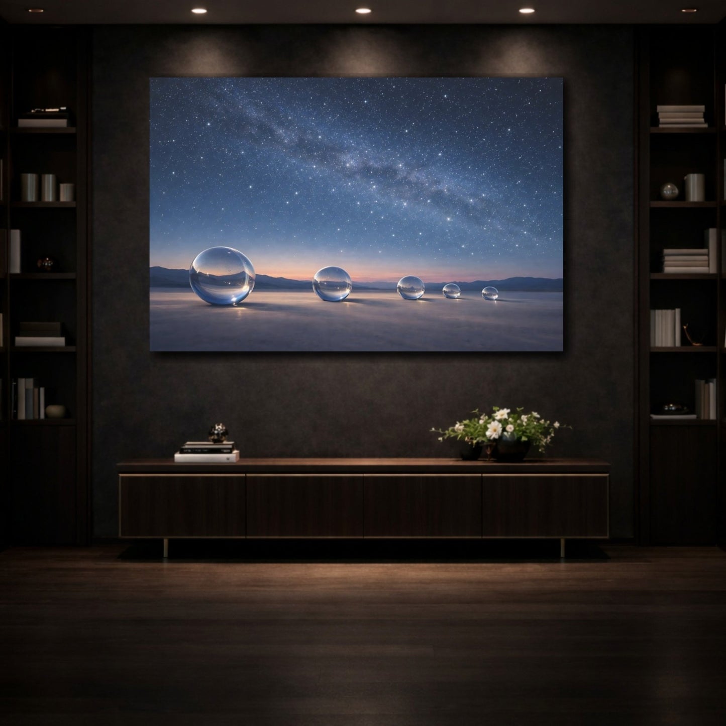Nature Crystal Orbs Blue Night Sky - Canvas Wall Art Print - YesArtYes