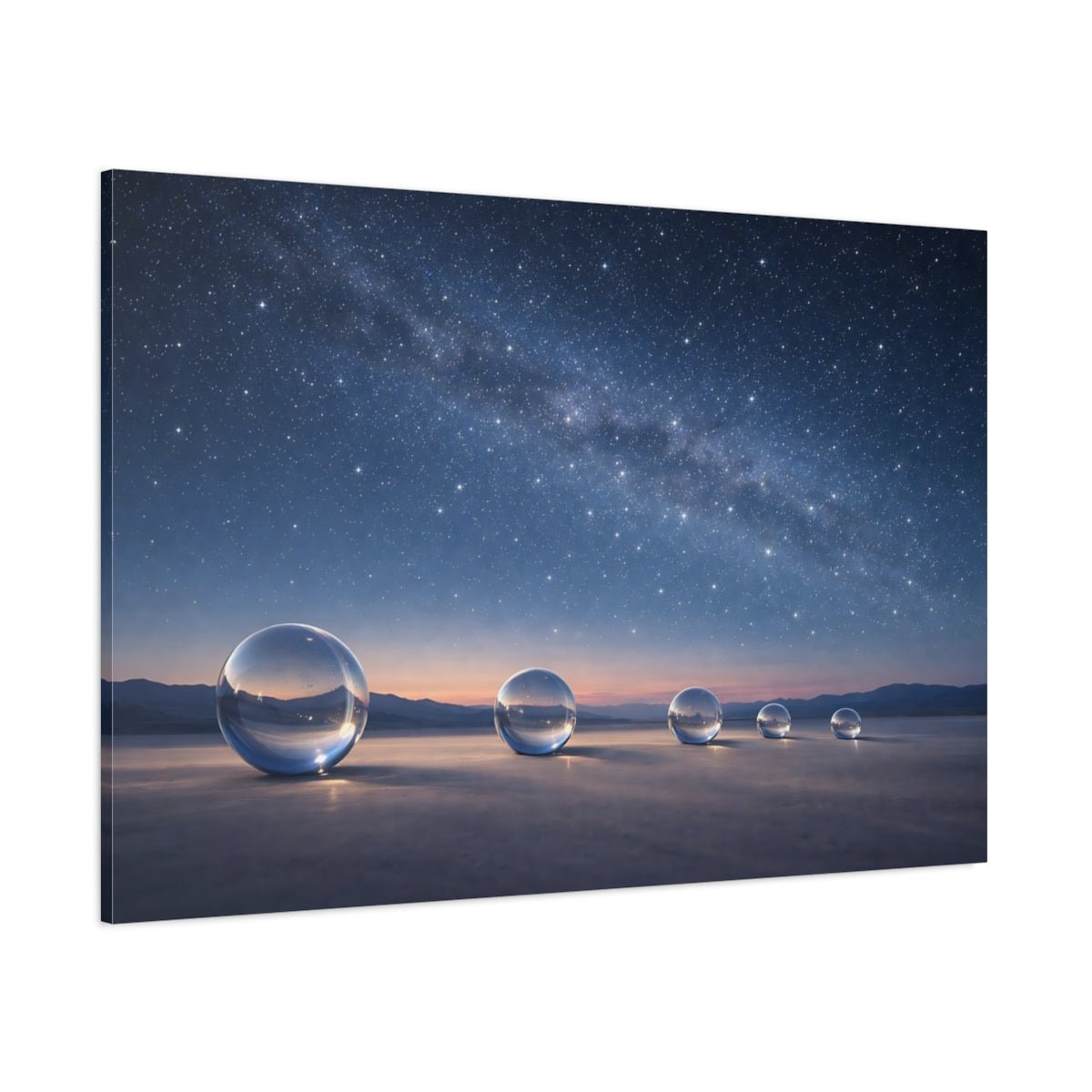 Nature Crystal Orbs Blue Night Sky - Canvas Wall Art Print - YesArtYes