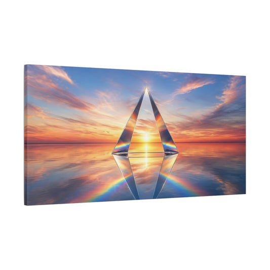 Main Mockup. Nature Crystal Prism Sunset Rainbow shown as stretched canvas wall art