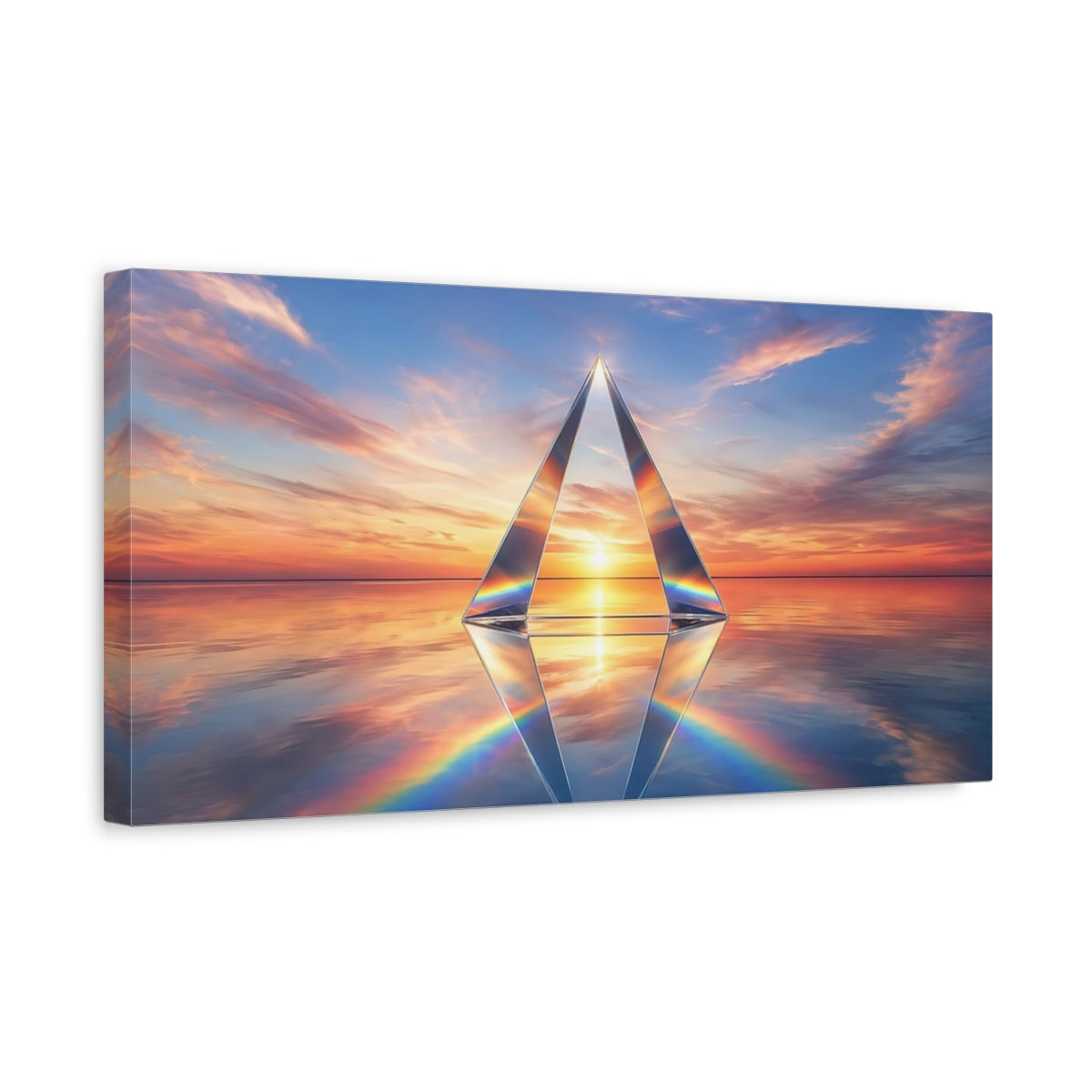 Side Mockup 3. Nature Crystal Prism Sunset Rainbow shown as stretched canvas wall art