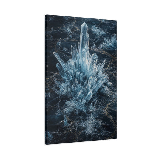 Main Mockup. Nature Crystals Blue Crystals shown as stretched canvas wall art