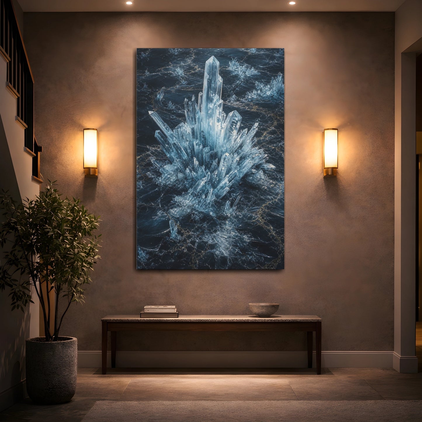 Mockup 2. Nature Crystals Blue Crystals shown as stretched canvas wall art