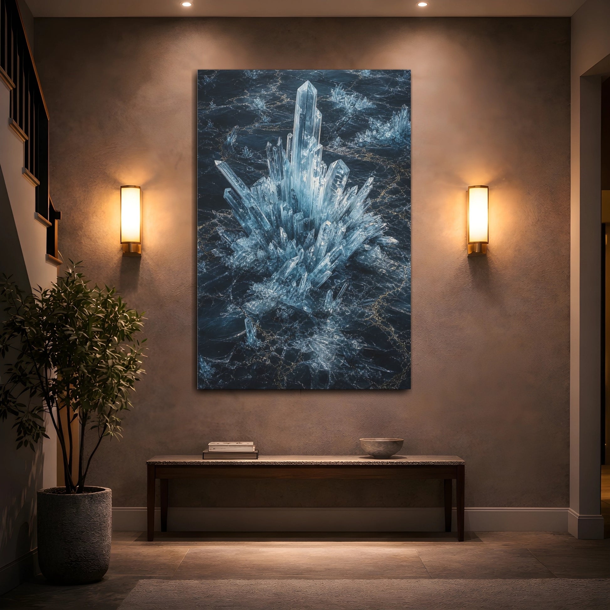 Mockup 2. Nature Crystals Blue Crystals shown as stretched canvas wall art