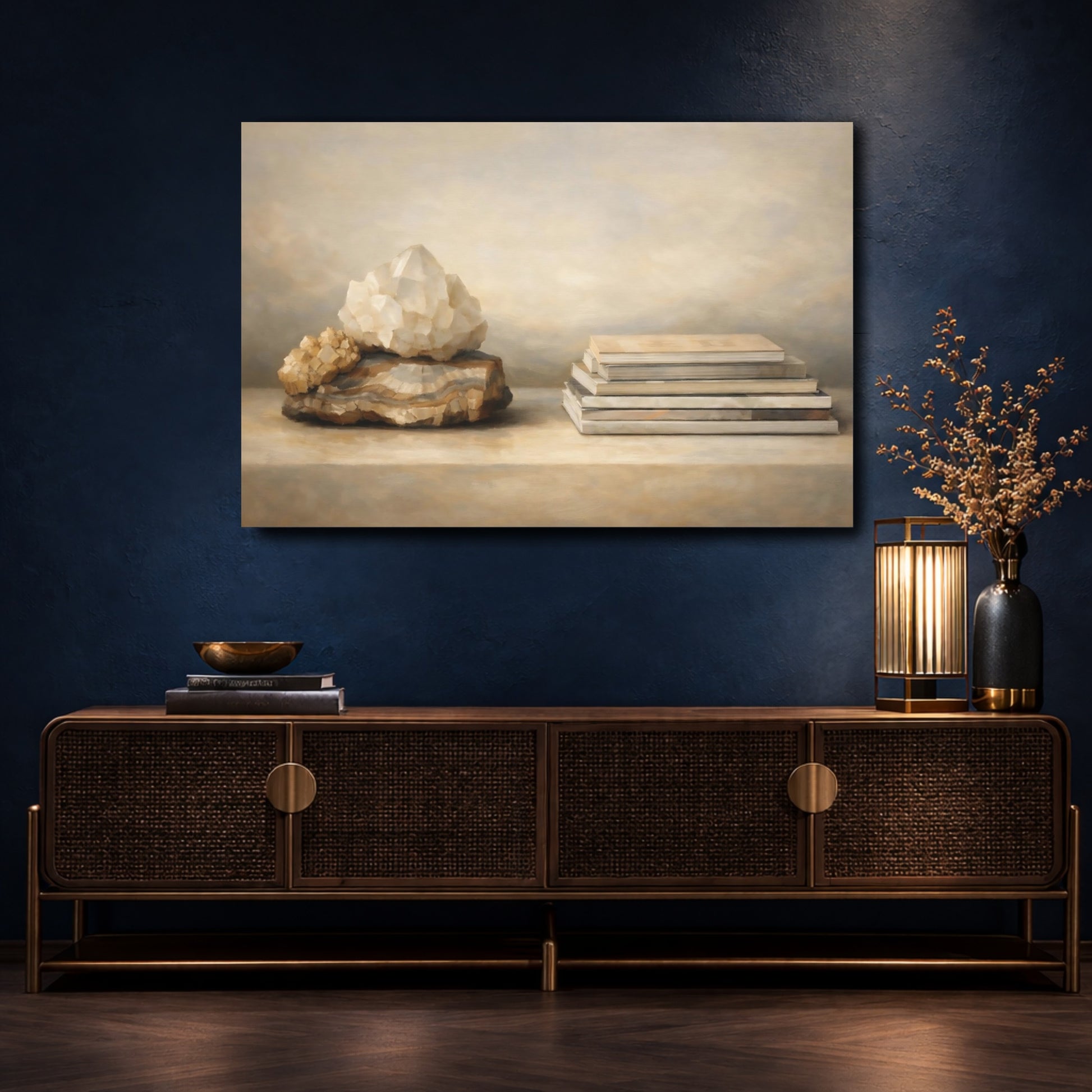 Mockup 4. Nature Crystals Neutral Crystals shown as stretched canvas wall art