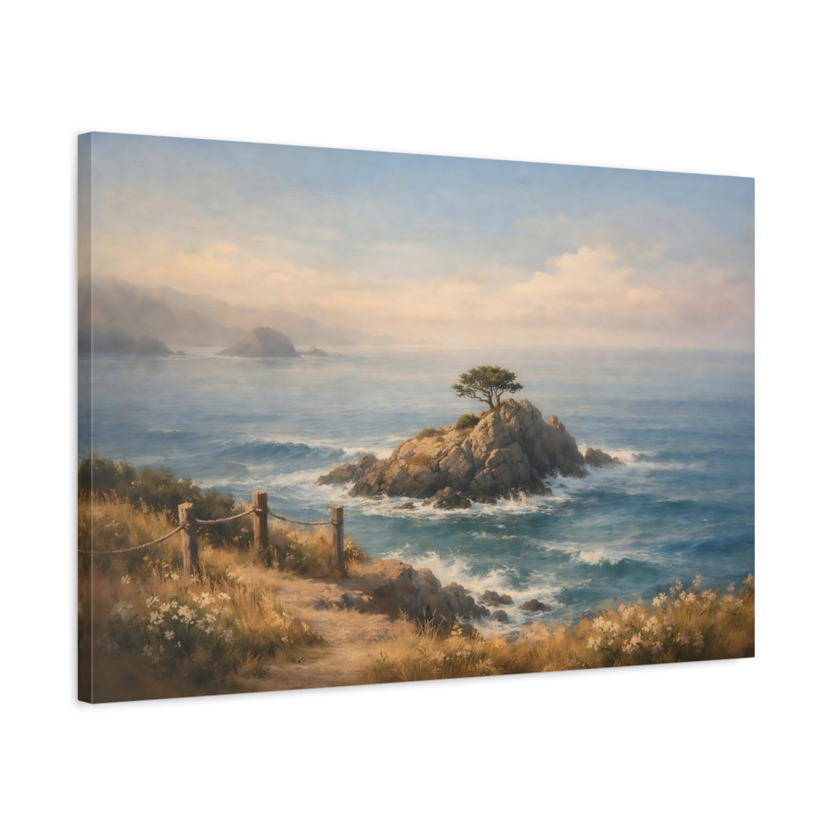 Side Mockup 2. Nature Cypress Tree Coastal Tree View shown as stretched canvas wall art