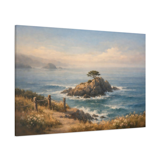 Main Mockup. Nature Cypress Tree Coastal Tree View shown as stretched canvas wall art