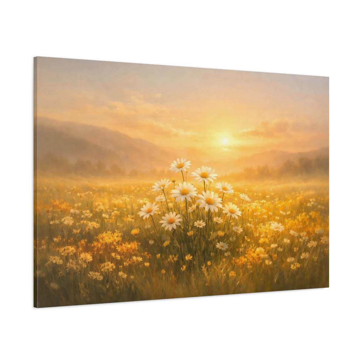 Nature Daisies Golden Daisy Field shown as stretched canvas wall art