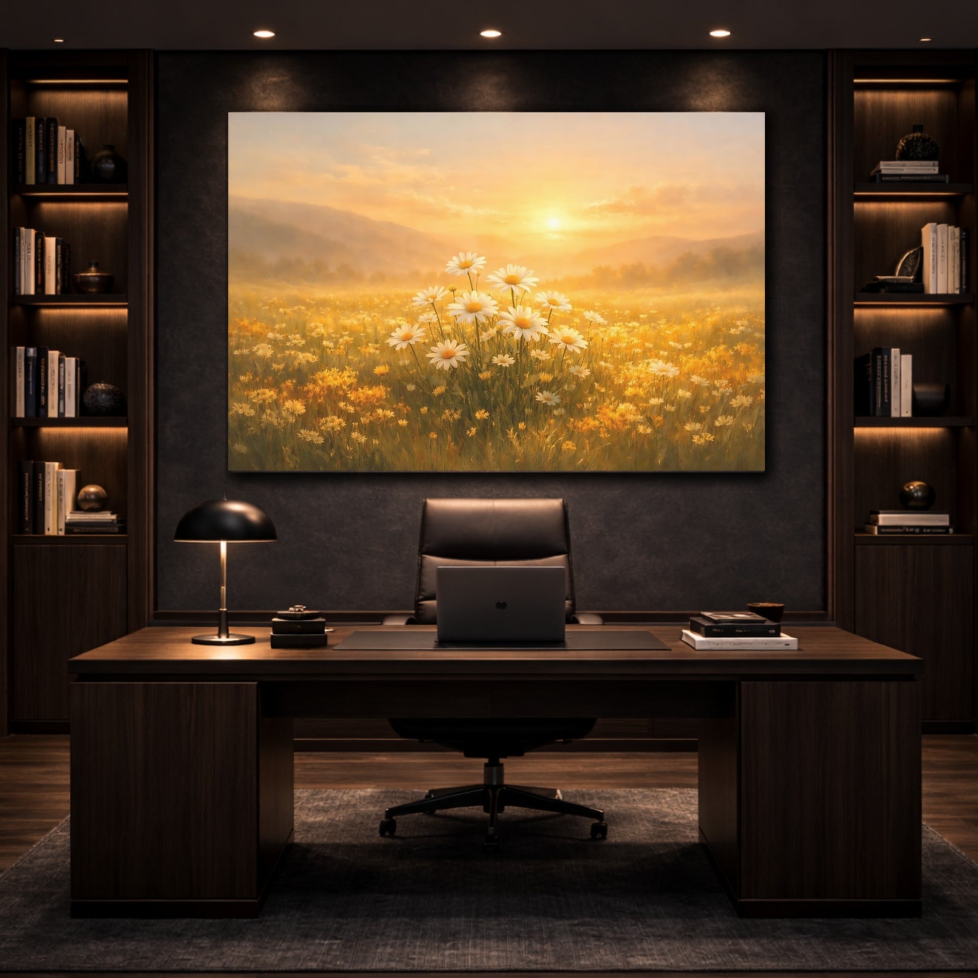 Nature Daisies Golden Daisy Field shown as front canvas room wall art
