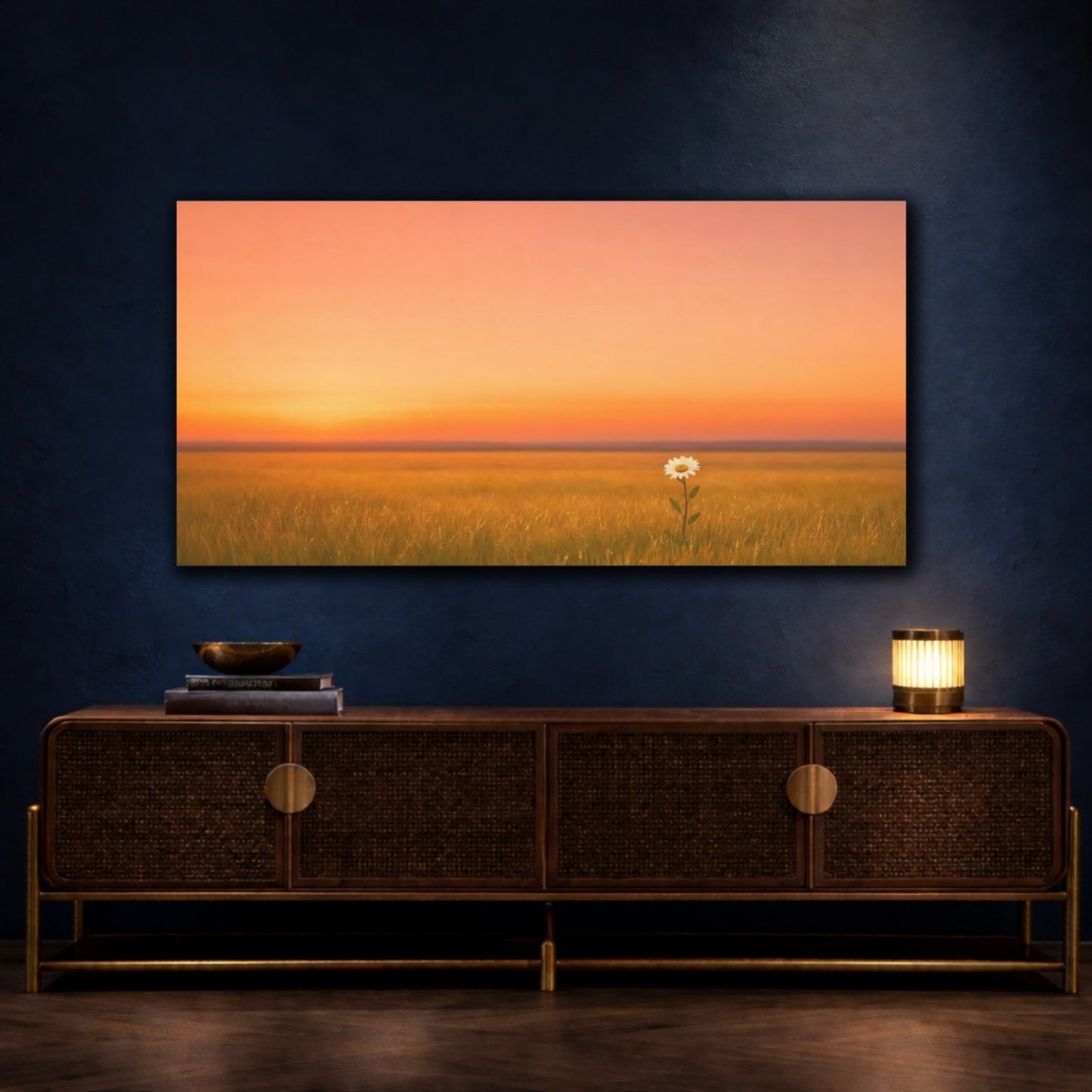 Nature Daisy Flower Sunset Field - Canvas Wall Art Print - YesArtYes