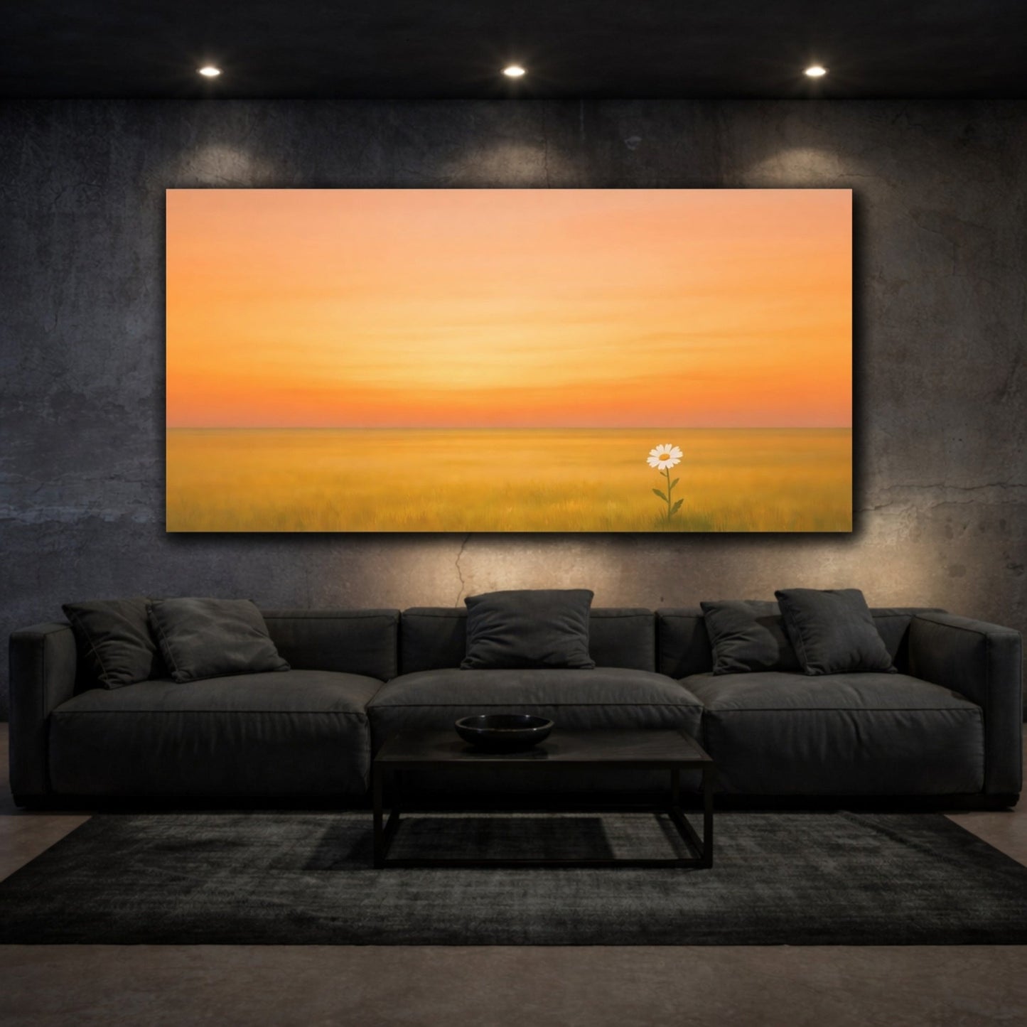 Nature Daisy Orange Sunset - Canvas Wall Art Print - YesArtYes