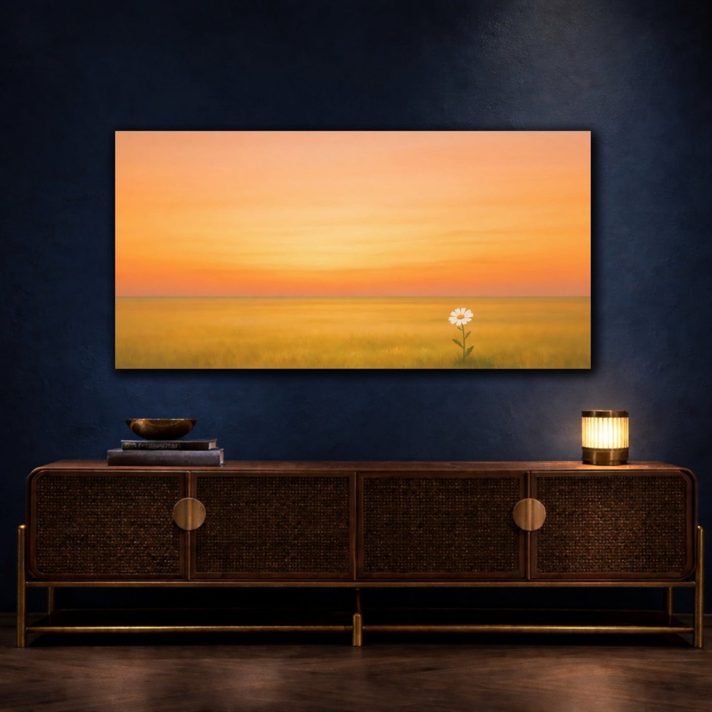 Nature Daisy Orange Sunset - Canvas Wall Art Print - YesArtYes