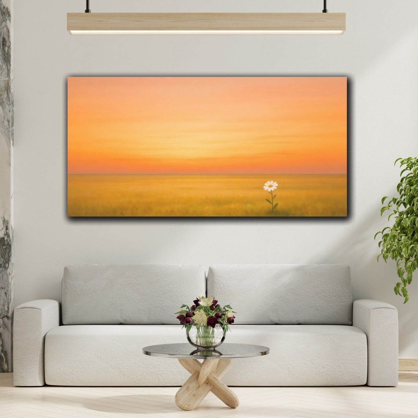 Nature Daisy Orange Sunset - Canvas Wall Art Print - YesArtYes