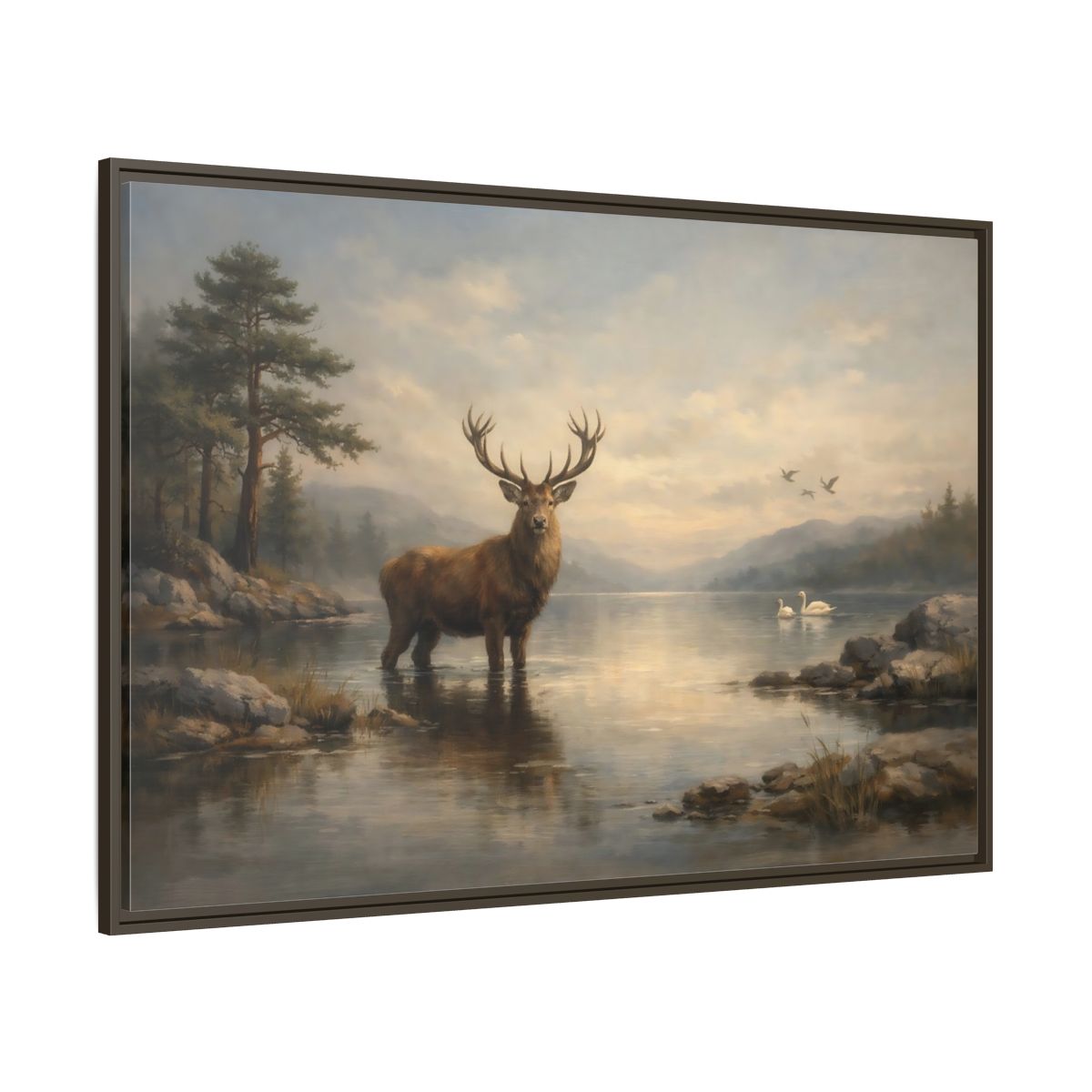 Main Mockup. Nature Deer Brown Deer Landscape shown as stretched canvas wall art