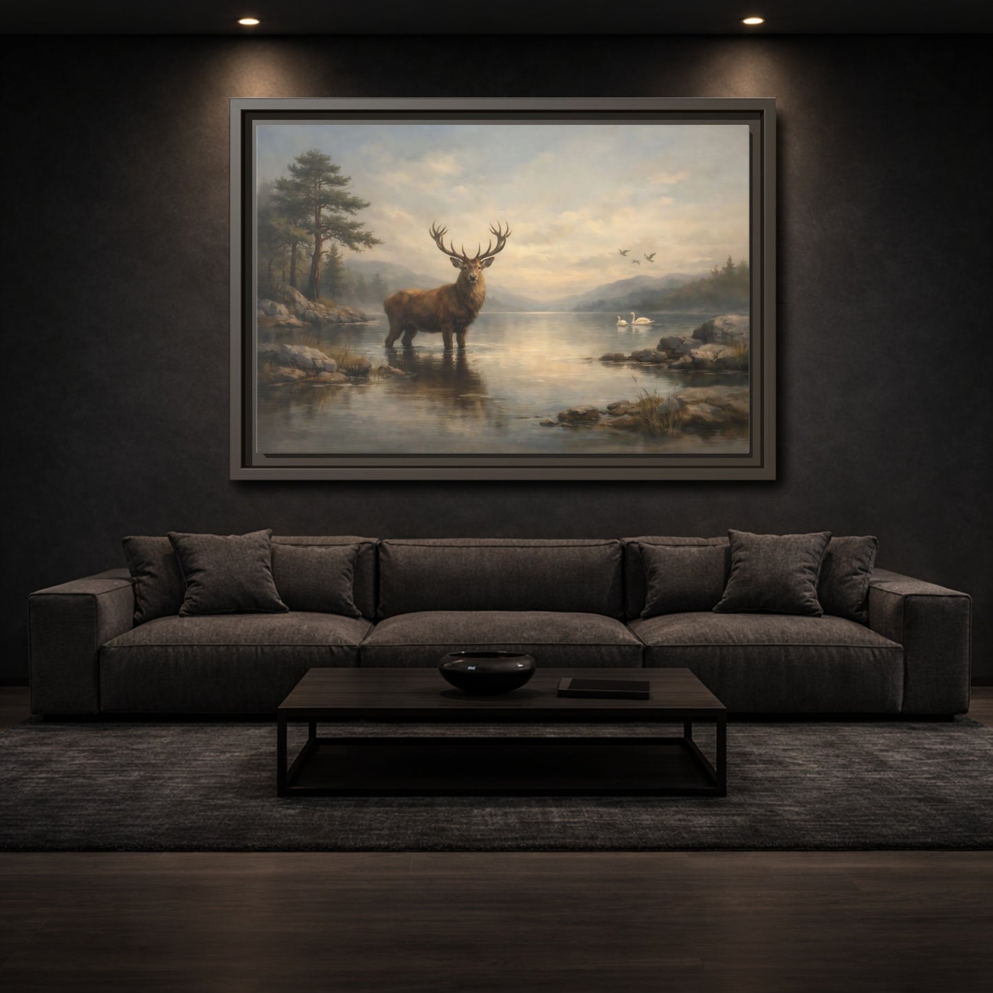 Mockup 2. Nature Deer Brown Deer Landscape shown as stretched canvas wall art